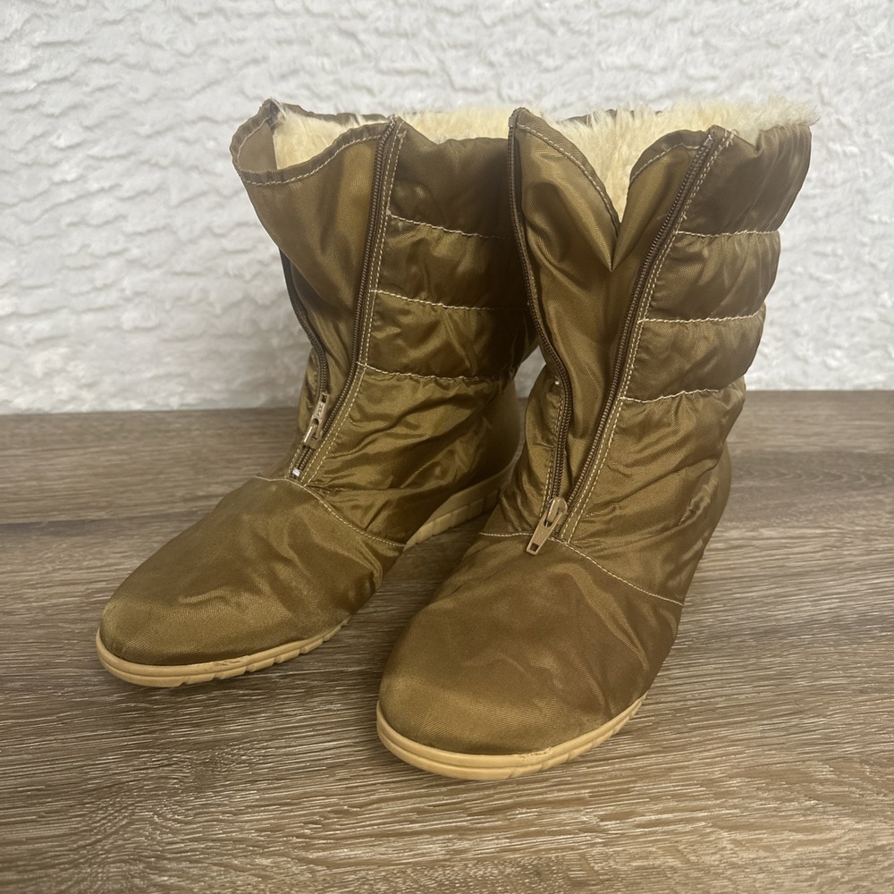 Jambu Thermolite Winter Boots Womens 10 Brown Insulated Faux Fur Lined Zip Snow